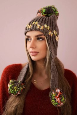 Czapka damska uszatka Nadia K321 cappuccino  