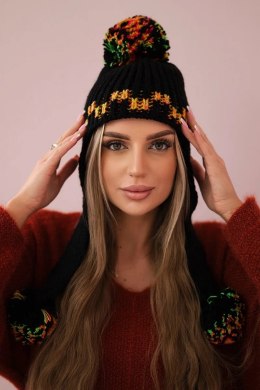 Czapka damska uszatka Nadia K321 czarna  