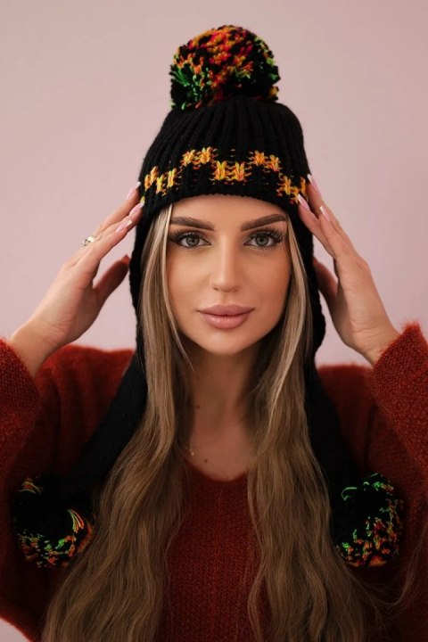 Czapka damska uszatka Nadia K321 czarna Czapka damska uszatka Nadia K321 czarna