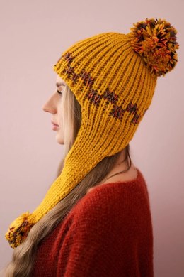 Czapka damska uszatka Nadia K321 musztardowa  