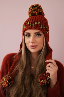 Czapka damska uszatka Nadia K321 ruda  