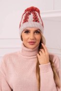 Czapka damska z pomponem Rozalia K323 rudy+beżowy  