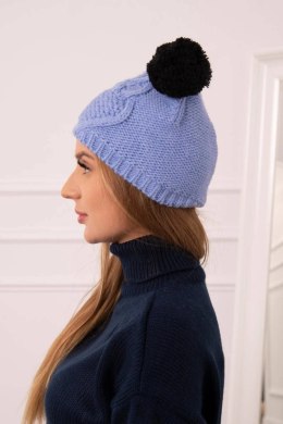 Czapka z polarem 2 pompony K291 niebieska  