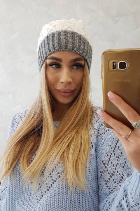 Czapka z polarem Bibiana K264 ciemny szary+biały Czapka z polarem Bibiana K264 ciemny szary+biały