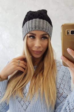 Czapka z polarem Bibiana K264 ciemny szary+czarny  