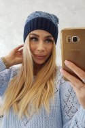 Czapka z polarem Bibiana K264 granatowy+jeansowy  