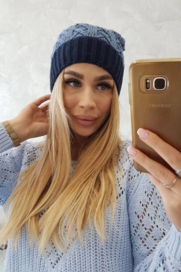 Czapka z polarem Bibiana K264 granatowy+jeansowy  