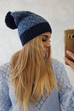 Czapka z polarem Bibiana K264 granatowy+jeansowy  