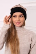 Czapka z polarem Bojana K265 czarny+beżowy+cappuccino  
