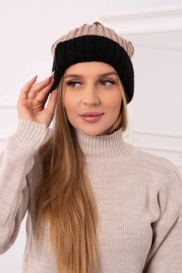 Czapka z polarem Bojana K265 czarny+beżowy+cappuccino  