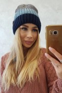 Czapka z polarem Bojana K265 granatowy+jeansowy+ciemny szary  