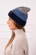 Czapka z polarem Bojana K265 granatowy+turkusowy+ciemny szary  