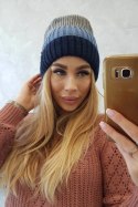 Czapka z polarem Bojana K265 granatowy+turkusowy+ciemny szary  