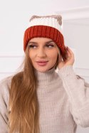 Czapka z polarem Bojana K265 rudy+ecru+beżowy  