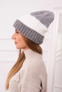 Czapka z polarem Bojana K265 szary+biały  