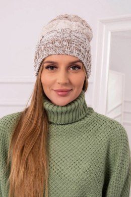 Czapka z polarem Dolores K303 brązowy+jasny beżowy+ciemny beżowy  