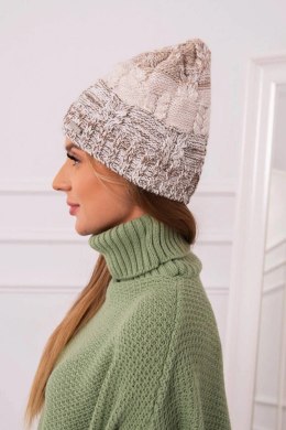 Czapka z polarem Dolores K303 brązowy+jasny beżowy+ciemny beżowy  