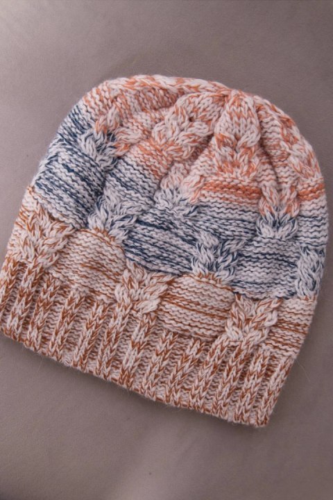 Czapka z polarem Dolores K303 camelowy+jeans+rudy  