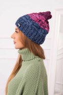 Czapka z polarem Dolores K303 jeans+różowy+ciemny fioletowy  