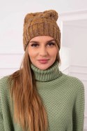 Czapka z polarem Dolores K303 musztardowy+brązowy  