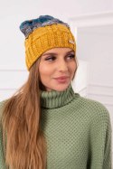Czapka z polarem Dolores K303 musztardowy+czarny+morski  