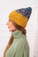 Czapka z polarem Dolores K303 musztardowy+czarny+morski  