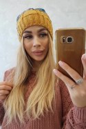 Czapka z polarem Dolores K303 musztardowy+czarny+morski  
