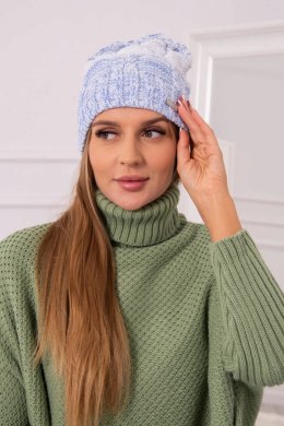 Czapka z polarem Dolores K303 niebieski+biały+jeans  