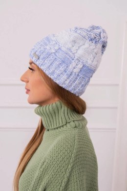 Czapka z polarem Dolores K303 niebieski+biały+jeans  