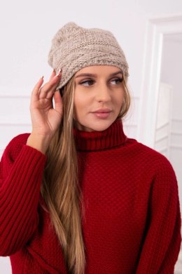 Czapka z polarem Edyta K298 beżowa  