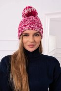 Czapka z polarem Fiona K275 fuksja+pudrowy róż  