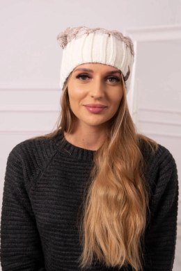 Czapka z polarem Milano K203 ciemny beżowy melanż+ecru  