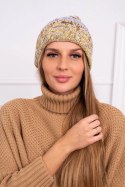 Czapka z polarem Pola K267 fioletowy+żółty  