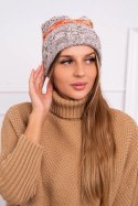 Czapka z polarem Pola K267 mocca+musztardowy  