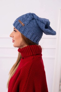 Czapka z polarem Ula K271 jeansowa  
