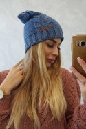 Czapka z polarem Ula K271 jeansowa  