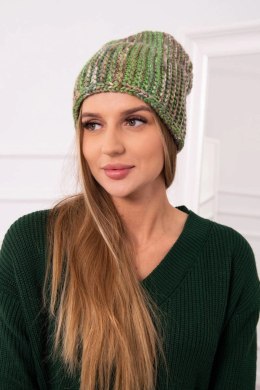 Czapka z polarem Zoja K306 zielony+beżowy  