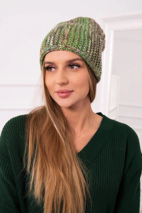 Czapka z polarem Zoja K306 zielony+beżowy  