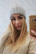 Czapka z wywinięciem Ariana K299 szara  