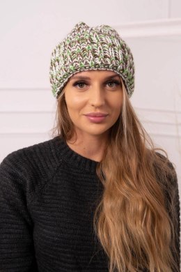 Czapka z wywinięciem Klara K311 zielony+brązowy  