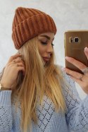 Czapka z wywinięciem Magda K293 camelowa  