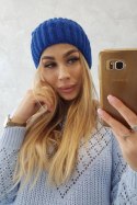 Czapka z wywinięciem Magda K293 chabrowa  