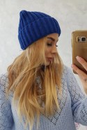 Czapka z wywinięciem Magda K293 chabrowa  