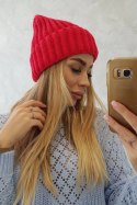 Czapka z wywinięciem Magda K293 czerwona  