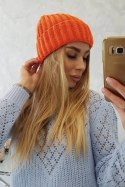 Czapka z wywinięciem Magda K293 pomarańczowy neon  
