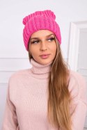 Czapka z wywinięciem Magda K293 różowy neon  