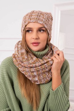 Komplet damski z polarem 4 Pory Roku K263 camelowy+biały  