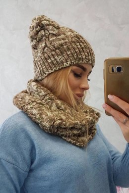 Komplet damski z polarem Lucyna K317 khaki+ecru  