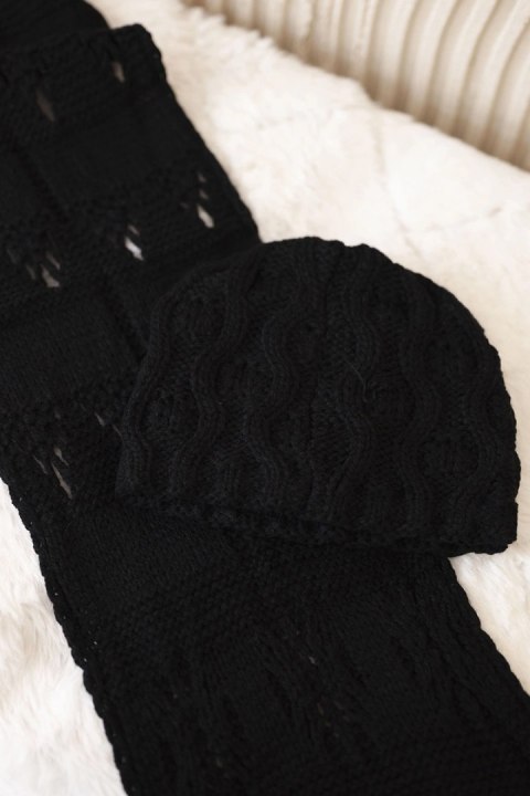 Komplet damski z szalem Amelia K329 czarny  