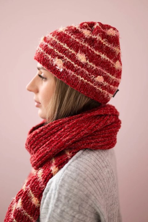 Komplet damski z szalem Anika K304 bordowy  